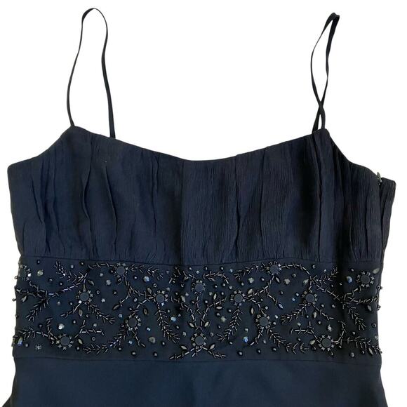 Ann Taylor 100% Silk Y2K Babydoll Prom Dress Midi Spaghetti Straps Beaded Flowy - Picture 9 of 16